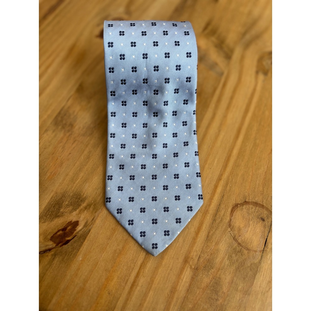 BREUER Silk Necktie‎ Light Blue Geometric Pattern Men's Formal Fashion Accessory
